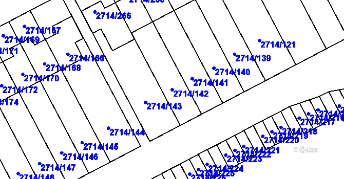Parcela st. 2714/142 v KÚ Mníšek pod Brdy, Katastrální mapa