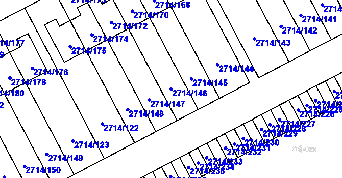 Parcela st. 2714/146 v KÚ Mníšek pod Brdy, Katastrální mapa