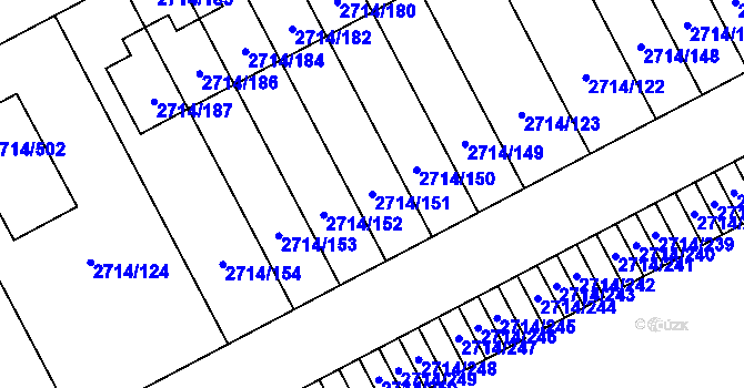 Parcela st. 2714/151 v KÚ Mníšek pod Brdy, Katastrální mapa
