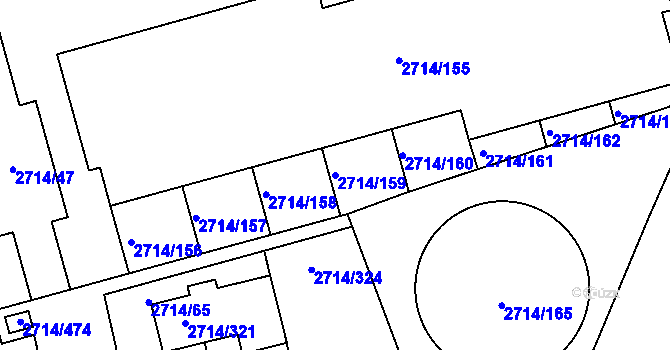 Parcela st. 2714/159 v KÚ Mníšek pod Brdy, Katastrální mapa