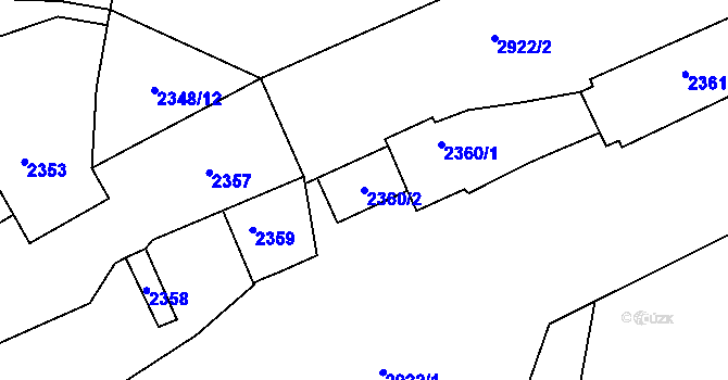 Parcela st. 2360/2 v KÚ Mníšek pod Brdy, Katastrální mapa