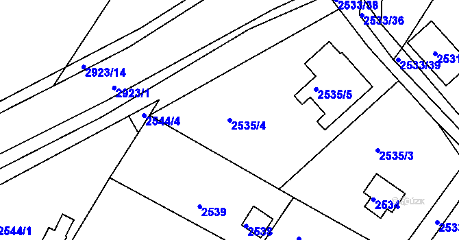 Parcela st. 2535/4 v KÚ Mníšek pod Brdy, Katastrální mapa