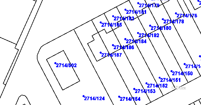 Parcela st. 2714/187 v KÚ Mníšek pod Brdy, Katastrální mapa