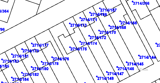 Parcela st. 2714/174 v KÚ Mníšek pod Brdy, Katastrální mapa