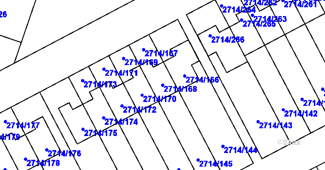 Parcela st. 2714/168 v KÚ Mníšek pod Brdy, Katastrální mapa