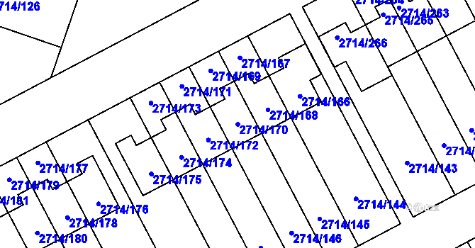 Parcela st. 2714/170 v KÚ Mníšek pod Brdy, Katastrální mapa