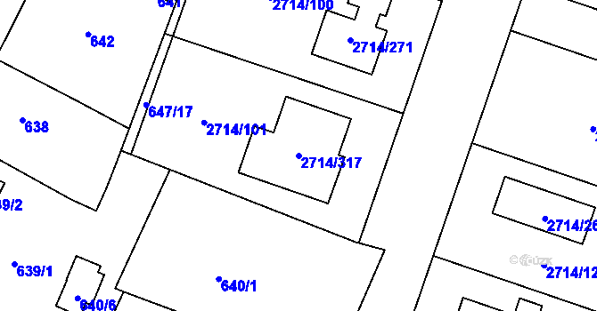 Parcela st. 2714/317 v KÚ Mníšek pod Brdy, Katastrální mapa