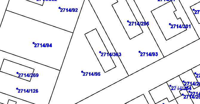 Parcela st. 2714/363 v KÚ Mníšek pod Brdy, Katastrální mapa