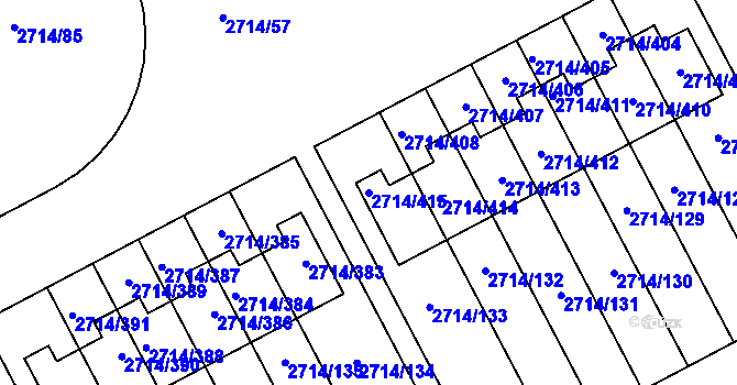 Parcela st. 2714/415 v KÚ Mníšek pod Brdy, Katastrální mapa