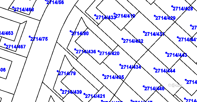 Parcela st. 2714/420 v KÚ Mníšek pod Brdy, Katastrální mapa