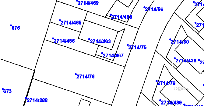 Parcela st. 2714/467 v KÚ Mníšek pod Brdy, Katastrální mapa