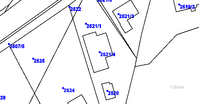 Parcela st. 2521/4 v KÚ Mníšek pod Brdy, Katastrální mapa