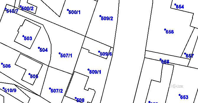 Parcela st. 509/6 v KÚ Mníšek pod Brdy, Katastrální mapa