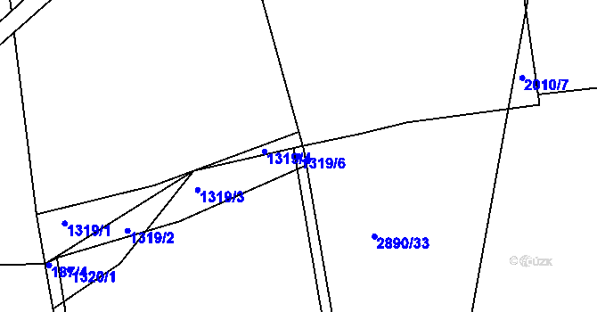 Parcela st. 1319/6 v KÚ Mníšek pod Brdy, Katastrální mapa