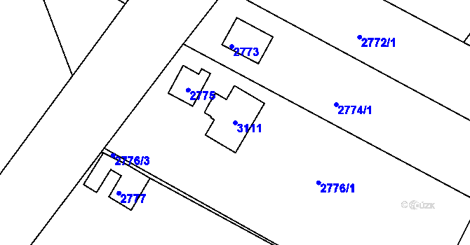 Parcela st. 3111 v KÚ Mníšek pod Brdy, Katastrální mapa