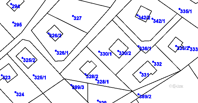 Parcela st. 330/1 v KÚ Rymaně, Katastrální mapa