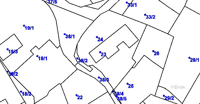 Parcela st. 23 v KÚ Rymaně, Katastrální mapa