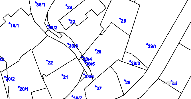 Parcela st. 25 v KÚ Rymaně, Katastrální mapa