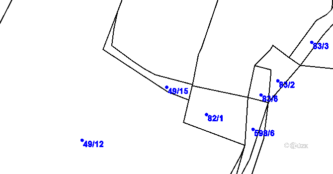Parcela st. 49/15 v KÚ Rymaně, Katastrální mapa