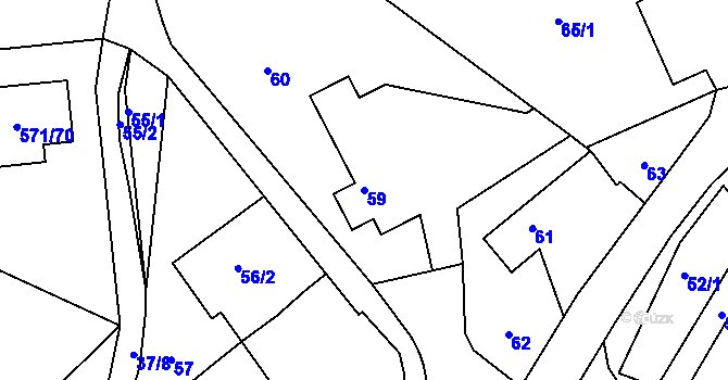 Parcela st. 59 v KÚ Rymaně, Katastrální mapa