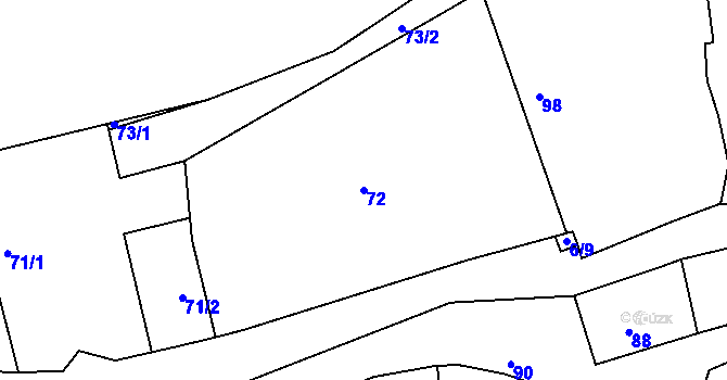 Parcela st. 72 v KÚ Rymaně, Katastrální mapa