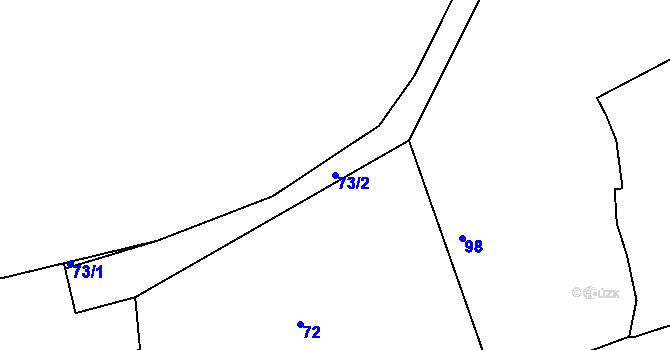 Parcela st. 73/2 v KÚ Rymaně, Katastrální mapa
