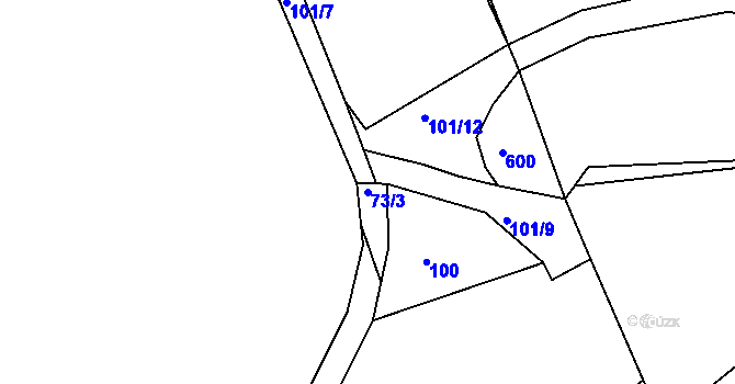 Parcela st. 73/3 v KÚ Rymaně, Katastrální mapa