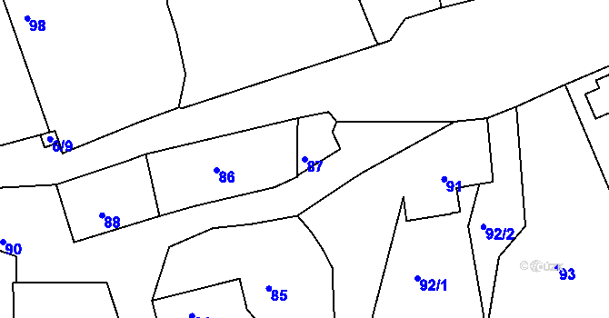 Parcela st. 87 v KÚ Rymaně, Katastrální mapa