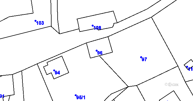 Parcela st. 96 v KÚ Rymaně, Katastrální mapa