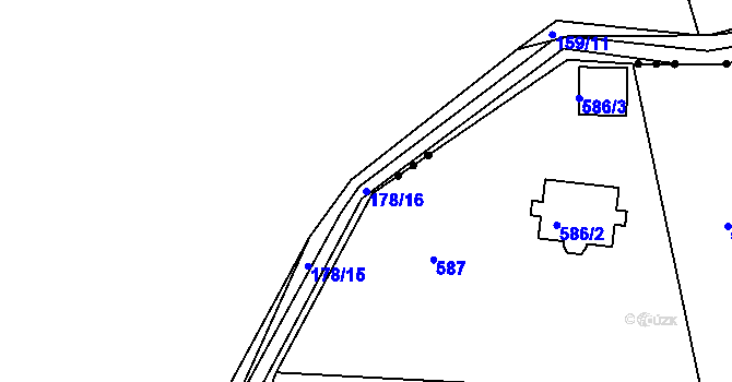 Parcela st. 178/16 v KÚ Rymaně, Katastrální mapa