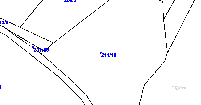Parcela st. 211/16 v KÚ Rymaně, Katastrální mapa