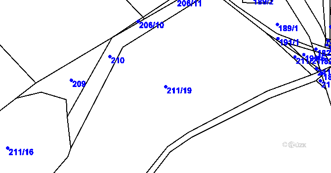 Parcela st. 211/19 v KÚ Rymaně, Katastrální mapa