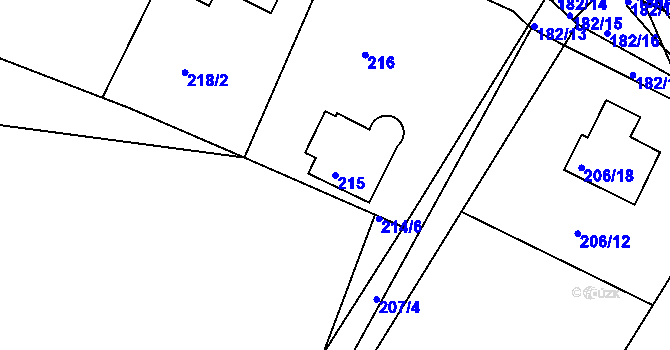 Parcela st. 215 v KÚ Rymaně, Katastrální mapa