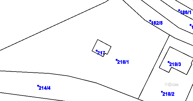 Parcela st. 217 v KÚ Rymaně, Katastrální mapa