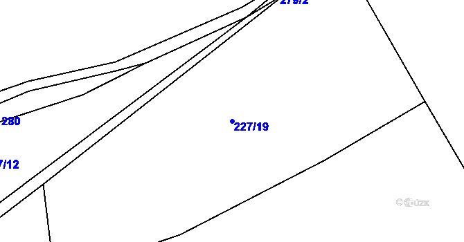 Parcela st. 227/19 v KÚ Rymaně, Katastrální mapa