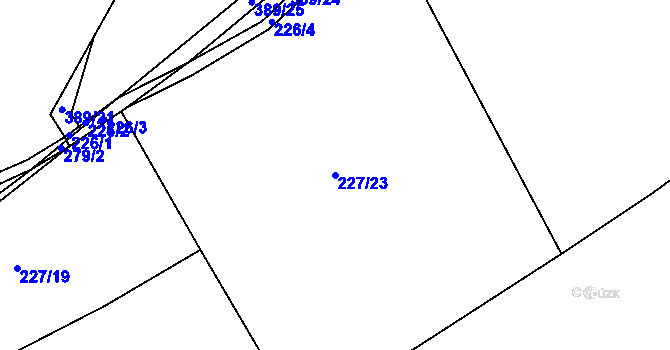 Parcela st. 227/23 v KÚ Rymaně, Katastrální mapa