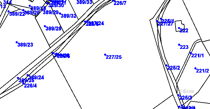 Parcela st. 227/25 v KÚ Rymaně, Katastrální mapa
