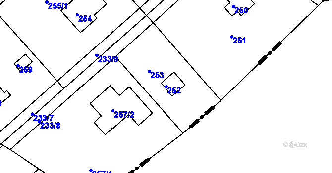 Parcela st. 252 v KÚ Rymaně, Katastrální mapa