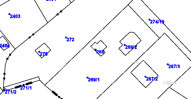 Parcela st. 268 v KÚ Rymaně, Katastrální mapa