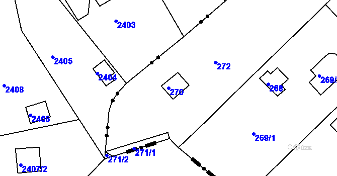 Parcela st. 270 v KÚ Rymaně, Katastrální mapa