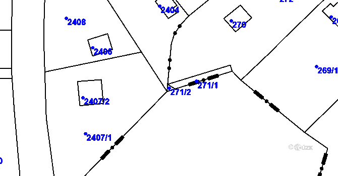 Parcela st. 271/2 v KÚ Rymaně, Katastrální mapa