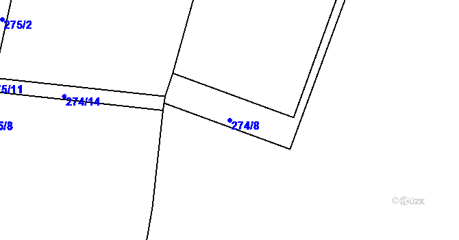 Parcela st. 274/8 v KÚ Rymaně, Katastrální mapa
