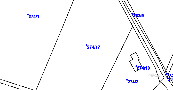 Parcela st. 274/17 v KÚ Rymaně, Katastrální mapa