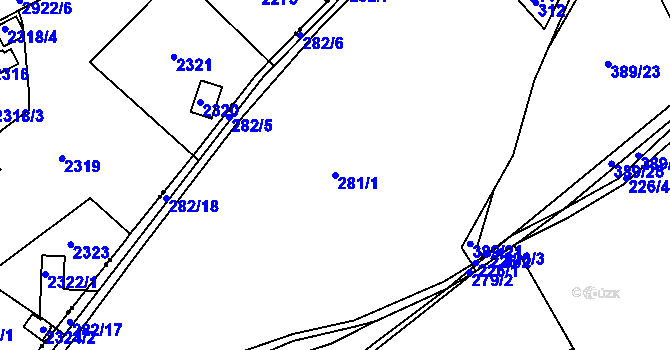 Parcela st. 281/1 v KÚ Rymaně, Katastrální mapa