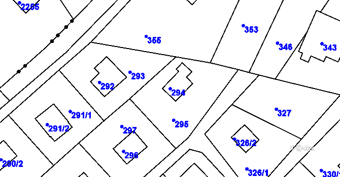 Parcela st. 294 v KÚ Rymaně, Katastrální mapa