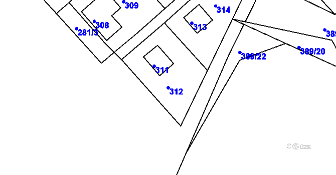 Parcela st. 312 v KÚ Rymaně, Katastrální mapa