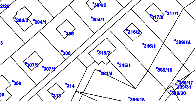 Parcela st. 315/2 v KÚ Rymaně, Katastrální mapa
