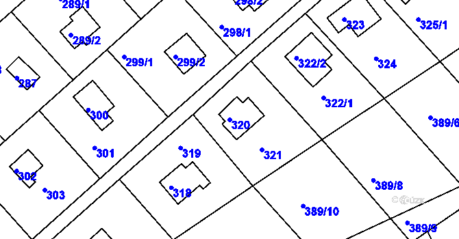 Parcela st. 320 v KÚ Rymaně, Katastrální mapa