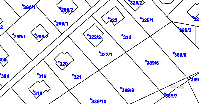 Parcela st. 322/1 v KÚ Rymaně, Katastrální mapa