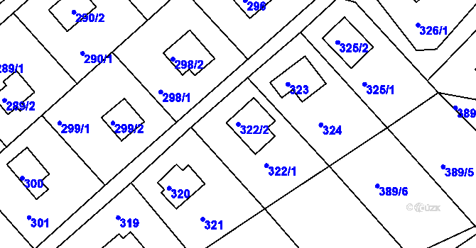 Parcela st. 322/2 v KÚ Rymaně, Katastrální mapa